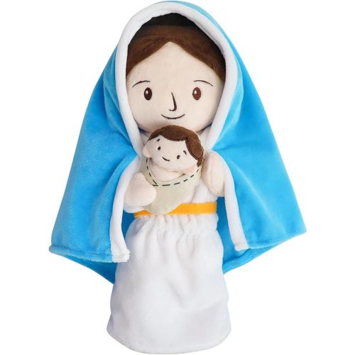 Yelakey Jesus Plush Doll Guardian Mary Stuffed Baptism plushie Savior Toy for Church Sunday School Religious Easter