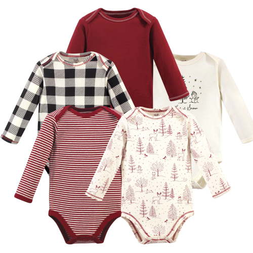 Luvable Friends Touched by Nature Long-Sleeve Bodysuits 5pk, Winter Trail, 0-3M