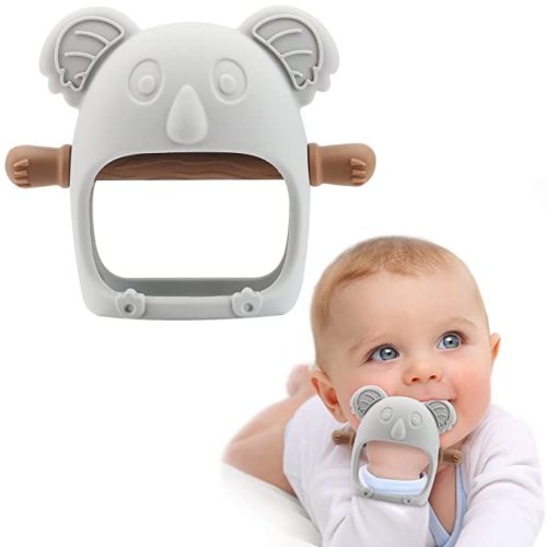 Koala Teething Toys for Babies 0-6 Months, Glue-Free Handle Baby Teething Toys, Never Drop Baby Chew Toys for 1+ Months Infants Babies Soothing Pacifier Sucking Needs Baby Toys, Grey