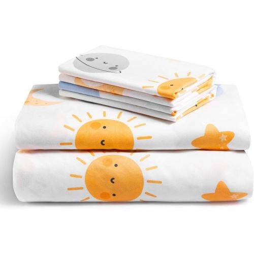 LuxClub 3 PC Twin Sheet Set Smiling Sun, Toddler Bedding for Girls, Boys, Teens - Deep Pocket, Wrinkle-Free, Soft Microfiber, Machine Washable