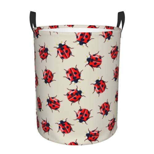 Large Laundry Basket with Handles - Ladybug print Kids Baby Dirty Clothes Laundry Hamper for Bedroom Aesthetic