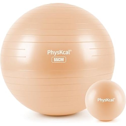 PhysKcal Yoga Ball for Exercise, Pilates Set, 4 Sizes Fitness Ball for Workout, Birthing, Pregnancy, Physical Therapy- Pump Included