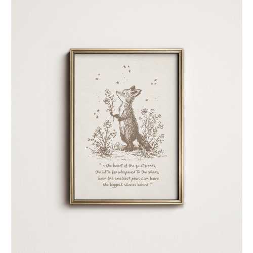 Woodland Fox Storybook Print: Neutral Nursery Toddler Wall Art (Digital Download PRINTABLE) ST-13