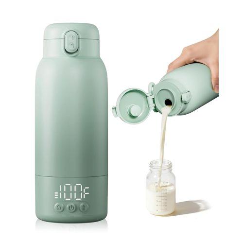 Portable Bottle Warmer for Travel, Baby Milk Warmer with Fast Heating & Long Battery Life, 17 Ounces Large Capacity Bottle Warmer with Long-Lasting Keep Warm Function (Green)