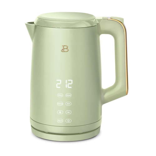 Beautiful 1.7L One-Touch Electric Kettle, Beautiful by Drew Barrymore 1500 W 7-Cup Electric Kettle, Green with Automatic Shut-Off, Detachable Base, Temperature Control