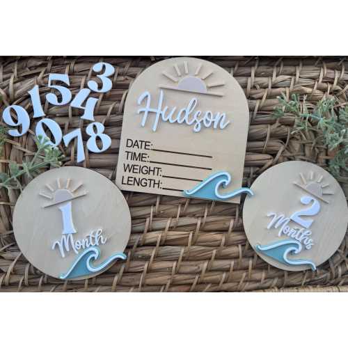 Back by popular demand! Monthly Milestone, waves, ocean, newborn set