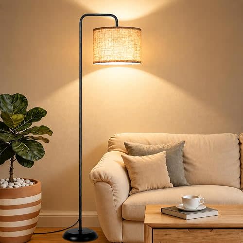 TJOY Floor Lamp for Living Room, Floor Lamp with 12W 3 Color Temperatures Bulb, Metal Standing Lamp with Extended Arm, Modern ARC Standing Lamp for Bedroom, Couch, Reading Nook, Office &Nursery, Black
