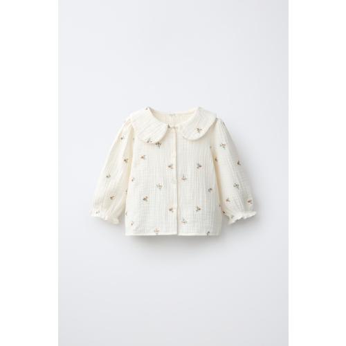 EMBROIDERED FLORAL TEXTURE SHIRT - Ecru | ZARA United States