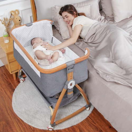 CIESMSI Baby Bassinet,3 in 1 Bassinet Bedside Sleeper with Wheels, 6 Height Adjustable Baby Bed Mosquito Net, Portable Bedside Crib for Infant/Newborn