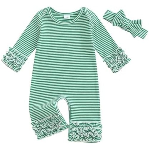 Newborn Baby Girl Clothes Jumpsuit Ruffle Romper Bodysuit Pants Headband One-Piece Coming Home Hospital Outfits