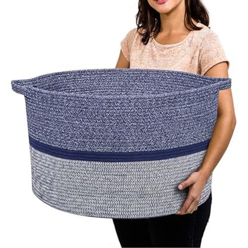 Extra Large Storage Basket - Soft Woven Organizer, 22" x 14"