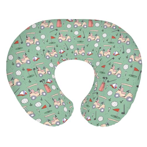 Golf Baby Nursing Pillow Covers for Boy Girl Sports Golfing Nursery Feeding Pillowcase for Breastfeeding Pillows Golf Clubs Bag Balls Soft Stretchy Removable Slipcover for Newborn Infant Green