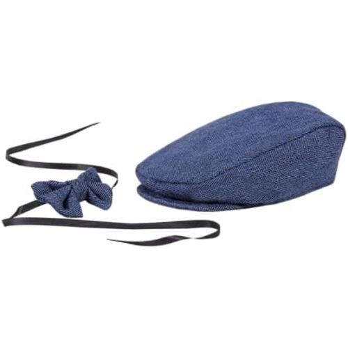 Matissa Newborn Baby Boy Flat Newsboy cap and bow tie set Gatsby cap Pageboy Golf hat