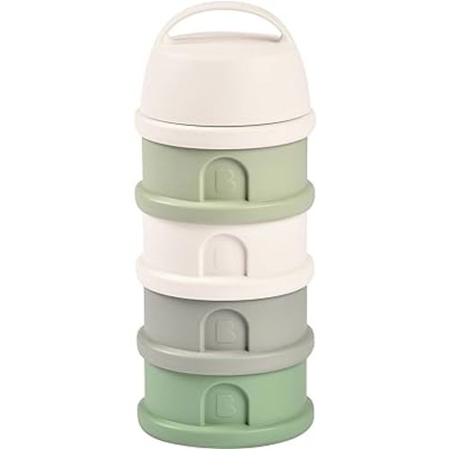 BEABA Formula and Snack Container, Baby Formula Dispenser, Toddler Baby Snack Storage Container, Formula Container to Go, Baby Travel Essential, Made in France, Sage