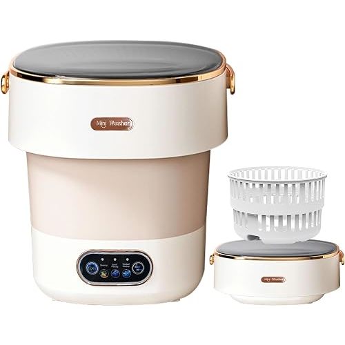 Portable Washing Machine,Mini Washer -20L Upgraded With Spin Basket,Small Clothes Folding Washing Machine Of Underwear, Baby And Small Clothes,Suitable For Home Apartments Dormitories, Hotels Beige