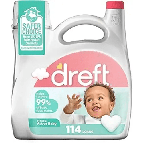 Dreft Stage 2 Active Baby Liquid Laundry Detergent, Helps Remove 99% of Baby Food Stains, 114 loads