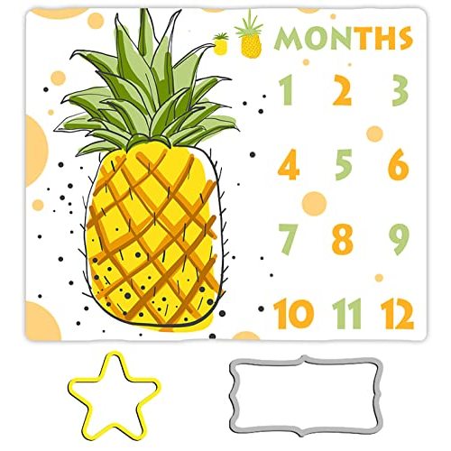 Pineapple Baby Monthly Milestone Blanket, 48x40in Cool Summer Fruits Blanket Newborn Mom Gifts for Newborn Baby Shower,Baby Growth Chart Photography Blanket BTZSME51