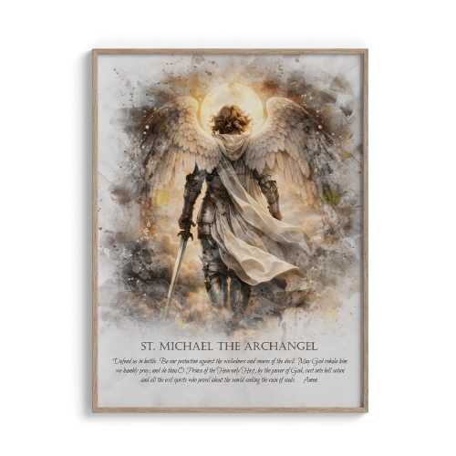 St. Michael Archangel Catholic Wall Art | Watercolor Prayer Print P105