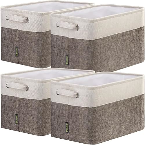 BALEINE 4 Pack Fabric Storage Bins-- Brown