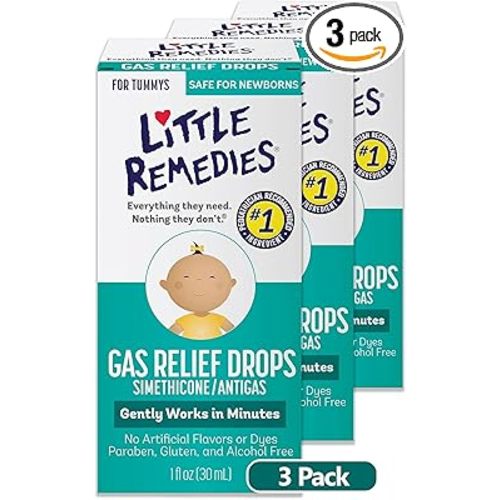 Little Remedies Newborn Gas Relief Drops, Relieves Discomfort from Gas, Baby Medicine with No Artificial Flavors or Dyes, Natural Berry Flavor, 1 Fl Oz (Pack of 3)