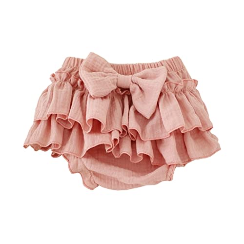 RUKOSU Baby Girls Bloomer Skirt Shorts Bowknot Cotton Gauze Ruffle Diaper Cover Shorts Briefs Cute Bloomers Underpants