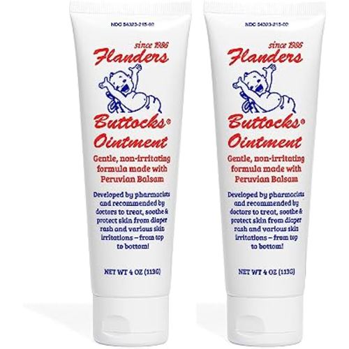 Flanders Buttocks Ointment | Diaper Rash Cream for Treatment and Prevention | Pharmacist Developed For Diaper Rash, Heat Rash and Chafing in Infants to Adults | Instant Relief | 2pack