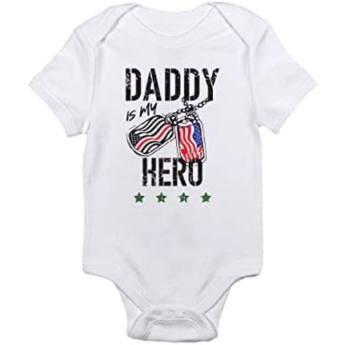 TeeNow - Daddy Is My Hero (Custom Color All Branches) - US Military Inspired Baby Infant Bodysuit - Boy/Girl