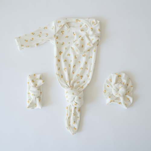 Sleeper and Headwrap Set in Buttercup