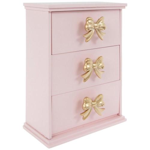Pink & Gold Bow Wood Drawer Organizer