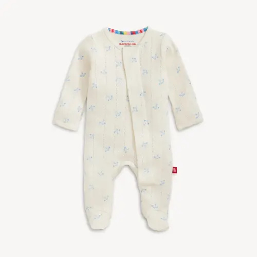 Airplanes Pointelle Magnetic Footie