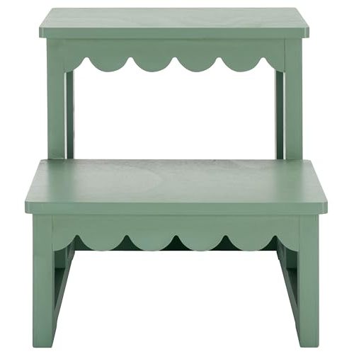 SAFAVIEH Home Collection Haven Sage Green 2-Stair Step Stool for Adults & Kids in Kitchen, Bedroom, Bathroom (Fully Assembled)