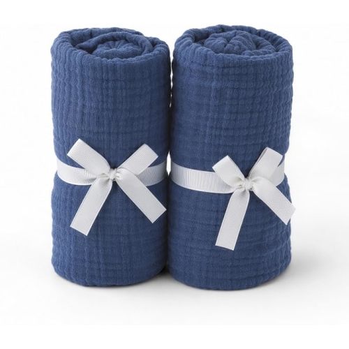 Newton Baby Dual Layer Crib Sheet 2-Pack, Organic Gauze - Evening Blue | Ultra-Soft Breathable Organic Cotton, Fitted, Thicker & Softer Design, Machine Washable