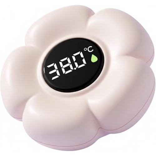 Baby Bath Thermometer, Color Alert Bathtub Thermometer Baby Floating Flower Bath Thermometers for Safety Infant & Toddler Time, Beige