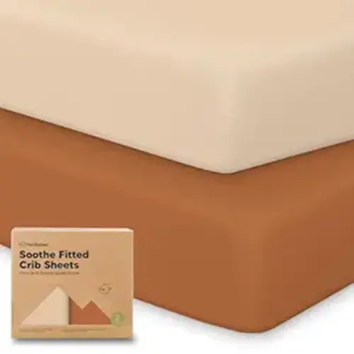 KeaBabies 2-Pack Organic Crib Sheets for Boys, Girls - 52x28 Fitted Crib Mattress Sheet Neutral, Breathable Jersey Cotton Cover for Baby Bed, Toddler Mattress, Soft & Cute Prints (Rust)