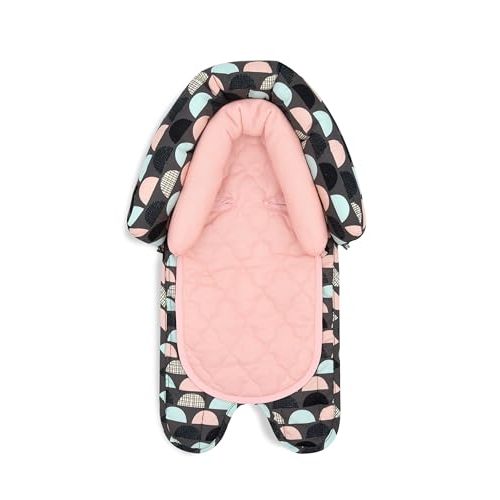 Travel Bug Baby & Toddler 2-in-1 Head Support Duo Head Support for Car Seats, Strollers & Bouncers (Grey/Teal/Pink), 8x2.75x10 Inch (Pack of 1)