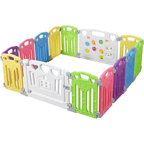 Baby Playpen Kids Activity Centre Safety Play Yard Home Indoor Outdoor New Pen (multicolour, Classic set 14 panel)