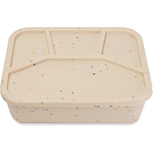 Ullabelle Leak Proof Bento Box Food-Grade Silicone Bento, BPA, Phthalate, Lead, & PVC Free - Bento Lunch Box for Daycare, Kids, & Adults - Leak Resistant Sets With Lids Snack Box Container (Beige 4)