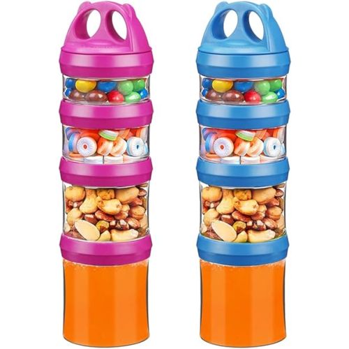 BeneLabel Stackable Food Storage Containers with Twist Lock System - BPA-Free Tritan Containers for Travel, Formula, Protein Powder, Snacks - Leakproof & Dishwasher Safe (Red and Blue, 31oz per)