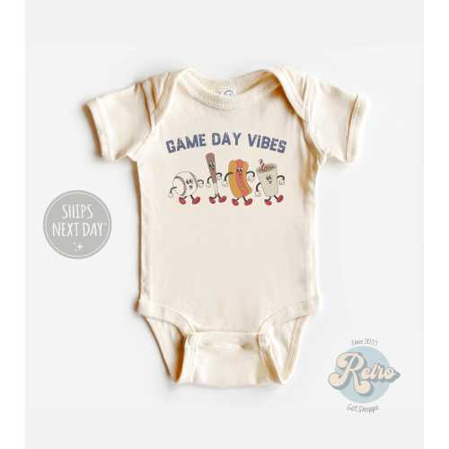 Game Day Vibes Baby Bodysuit - Vintage Boys Baseball Onesie® - Sporty Baby Gift - Baseball Bodysuit - Ball Game Onesie®
