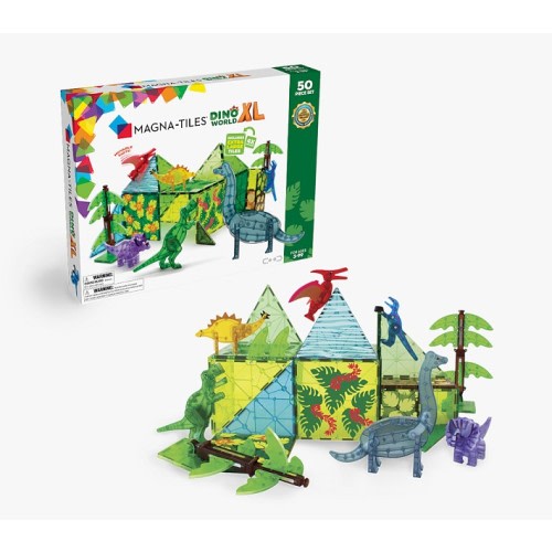 MAGNATILES Dino World 50 Piece Magnetic Construction Set