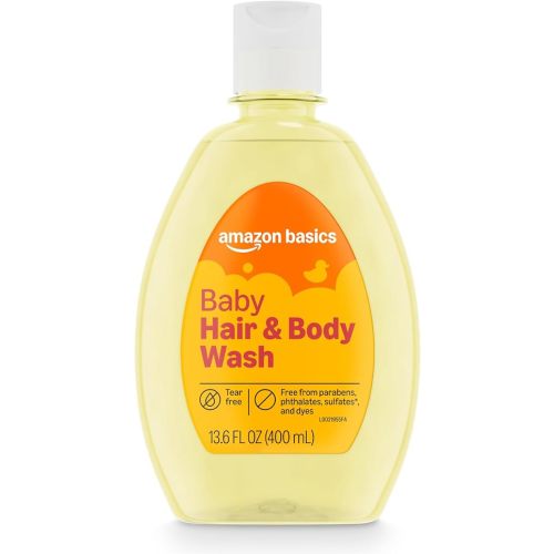 Amazon Basics Tear-Free Baby Hair and Body Wash, Lightly scented, 13.6 Fluid Ounce, 1-Pack, Packaging May Vary