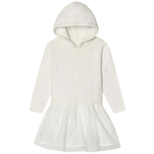 Infant & Toddler Girls White Sweater Dress With Tulle Skirt