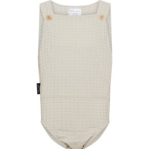 Waffle Texture Overall Bubble Romper, 3-6M