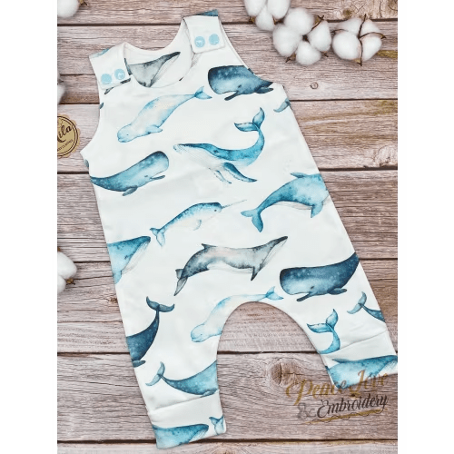 Etsy handmade Whale romper and hat set 3-6 months