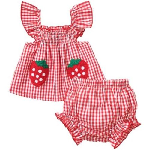 Jecson Newborn Baby Girl Summer Clothes Infant Girl Outfits Sleeveless Ruffle Top and Bloomers Shorts Set 0 3 6 12 Month