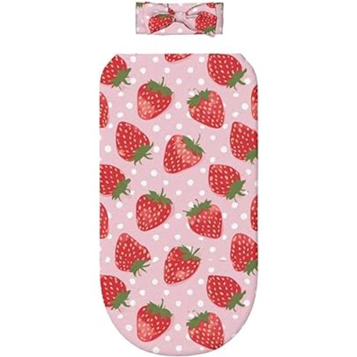 KiuLoam American Flag Cat Newborn Swaddle Set with Matching Hat, Newborn Receiving Blanket Soft Unisex Infant Swaddle Wrap