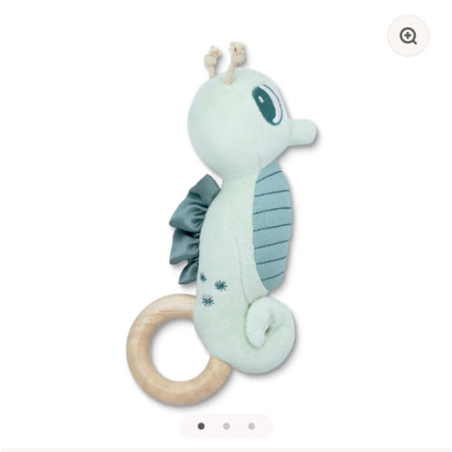 Teal Seahorse Teething Rattle