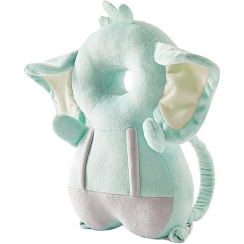 Baby Walker Head Protector Toddler Adjustable Baby Head Protection Backpack Wear Safety Pad (Green Elephant)