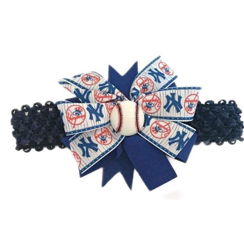 Yankees Baby Girl Boutique Bow Crocheted Headband