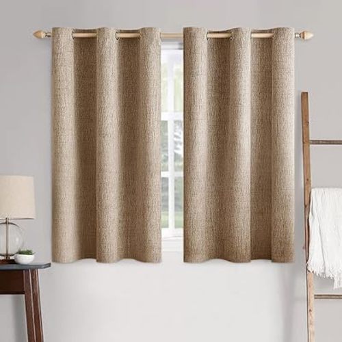 MIULEE 100% Blackout Linen Curtains for Bedroom 42x63 Inches Copper Brown